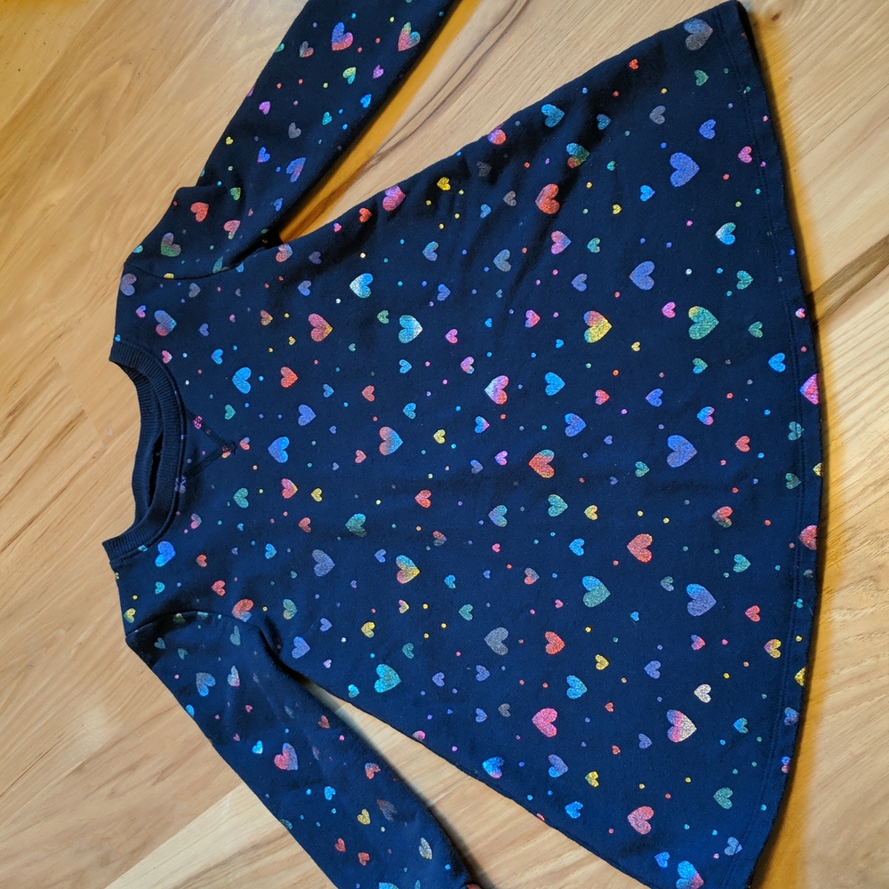 Jumping Beans Shimmery Rainbow Heart Sweatshirt Dress Girls Size 4